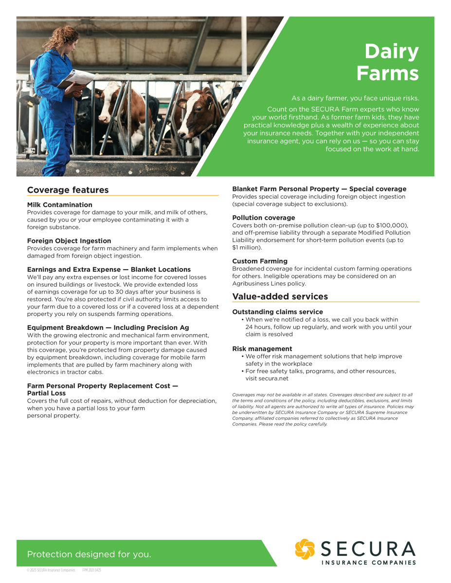 Dairy Farms Sell Sheet